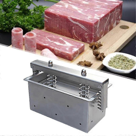 Ham press mould packed with meat ready to be pressed