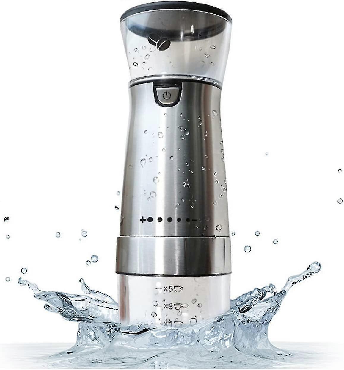 Modica electric coffee grinder in silver stainless steel with clear lid