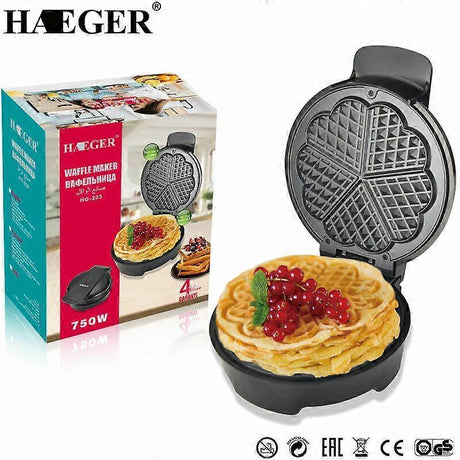 Five freshly cooked waffles lifting off the non stick waffle maker plates