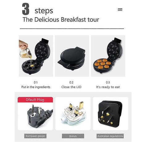 Waffle and sandwich maker shown open with the non stick cooking plates visible