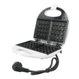 Mini 750 W waffle maker with aluminium alloy body and lid closed