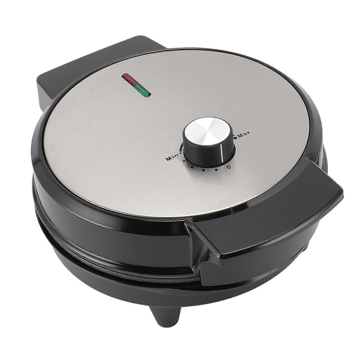 Waffle maker opened to show the dual sided non stick cooking plates