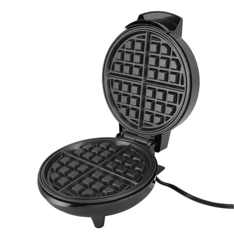 Close up of the adjustable temperature dial and indicator on the waffle maker