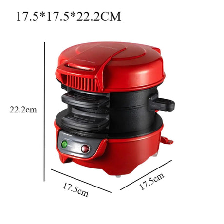 Sandwich maker open showing nonstick cooking plates