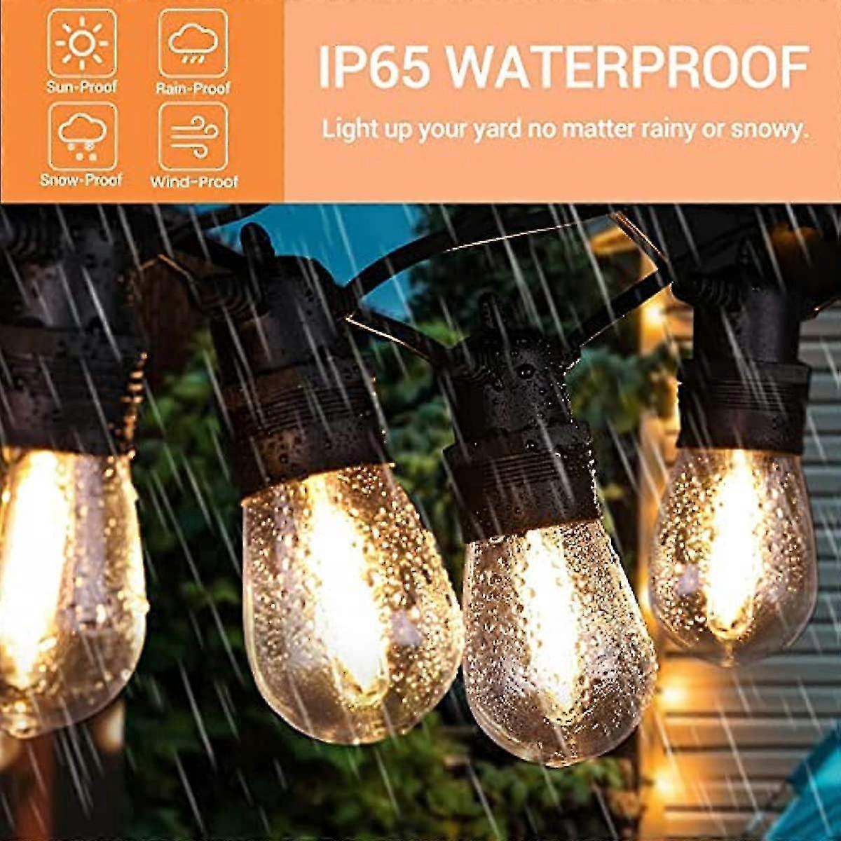 Monopoli Outdoor String Lights, S14 Bulbs, 15m, IP65