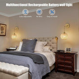 Rechargeable rattan wall sconce with RGB light, set of two