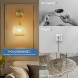 Rechargeable rattan wall sconce with RGB light, set of two