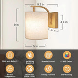 Rechargeable RGB LED wall sconce in gold, set of two