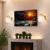 Rechargeable RGB LED wall sconce in gold, set of two