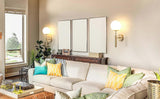 Battery operated wall sconce with fabric shade, set of two