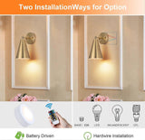 Modern gold wall sconce with cone shade, set of two