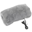 Grey flannel USB rechargeable hand warmer held in hands