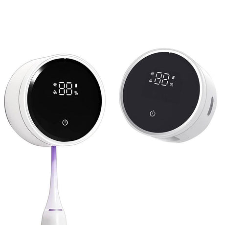 LED display on the toothbrush steriliser showing cycle and battery status