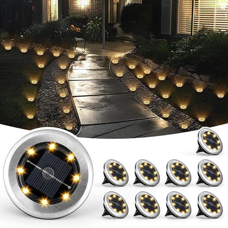 Mini Solar Ground Lights, White 10 Pack