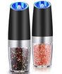 Taormina electric gravity salt and pepper grinder set in black stainless steel