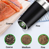 Taormina Salt and Pepper Grinder Set, Electric Gravity, Stainless Steel, Black, 2pcs