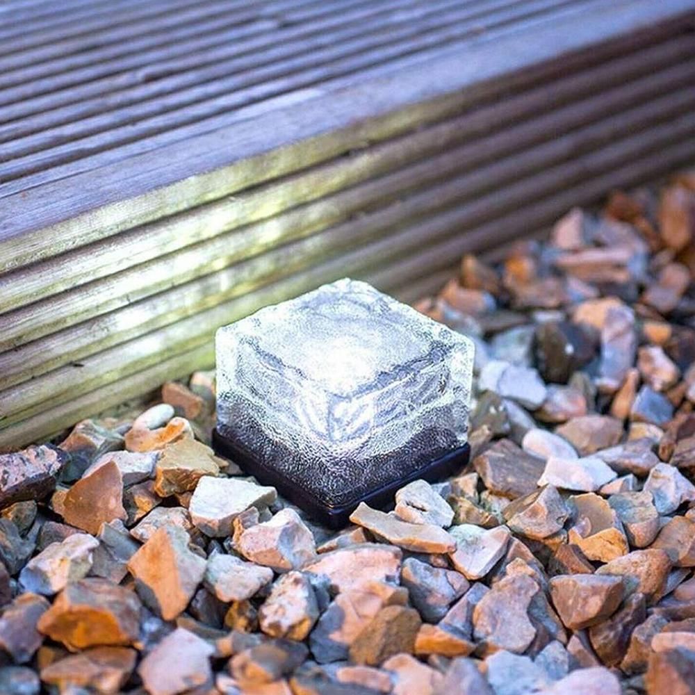 Lecce Solar Ground Light, Ice Cube Tile, White