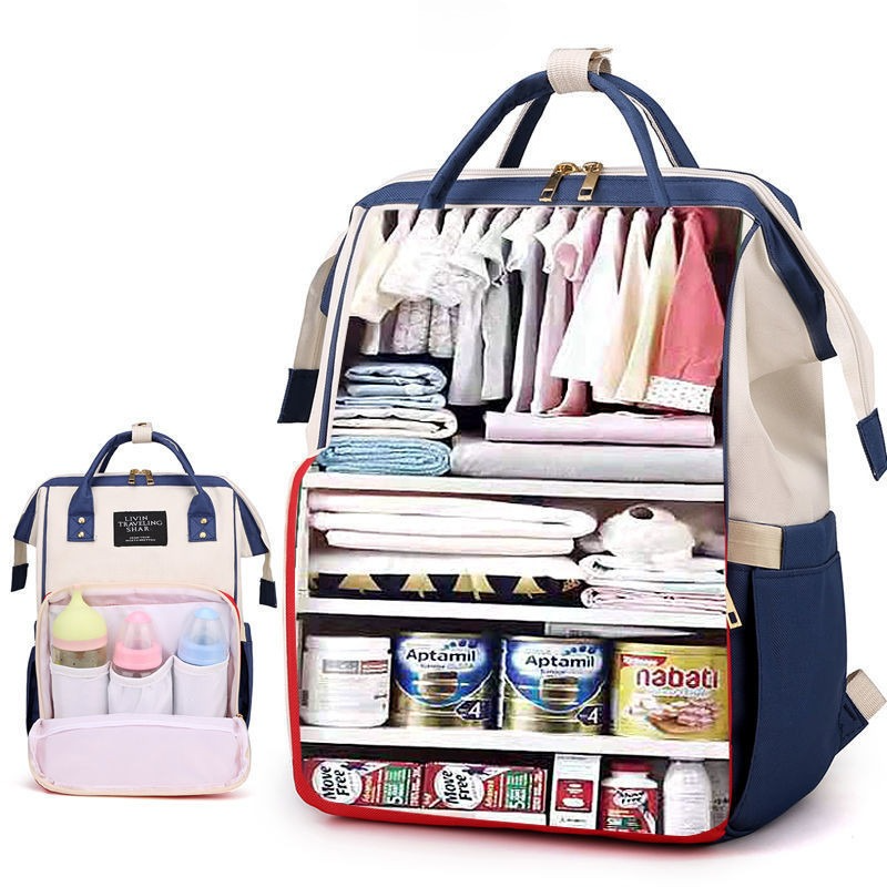 Baby Nappy Bag Backpack with Insulated Bottle Pockets Blue