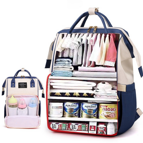 Baby Nappy Bag Backpack with Insulated Bottle Pockets Blue