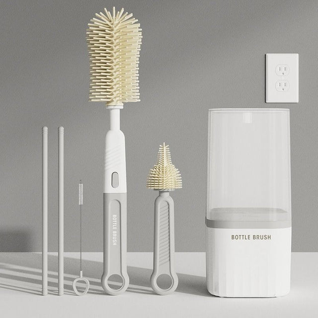 Grey 6 piece baby bottle brush cleaning set