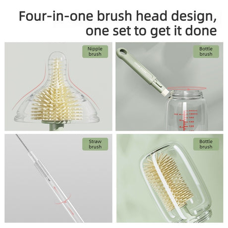 Green 6 piece baby bottle brush cleaning set