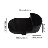 Black silicone soap dish with grooved soap bed and side storage compartment