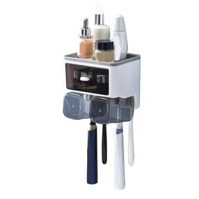 Chia wall mounted toothbrush shelf in white with two mouthwash cups