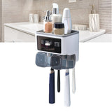 Chia Toothbrush Shelf, Wall Mounted, Mouthwash Cup Holder, White, 2 Cups
