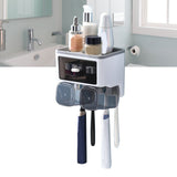 Chia Toothbrush Shelf, Wall Mounted, Mouthwash Cup Holder, White, 2 Cups