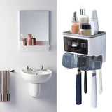 Chia Toothbrush Shelf, Wall Mounted, Mouthwash Cup Holder, White, 2 Cups