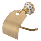 Porto Vecchio Toilet Paper Holder, Porcelain Decoration, Wall Mounted, Antique Brass