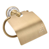 Porto Vecchio Toilet Paper Holder, Porcelain Decoration, Wall Mounted, Antique Brass