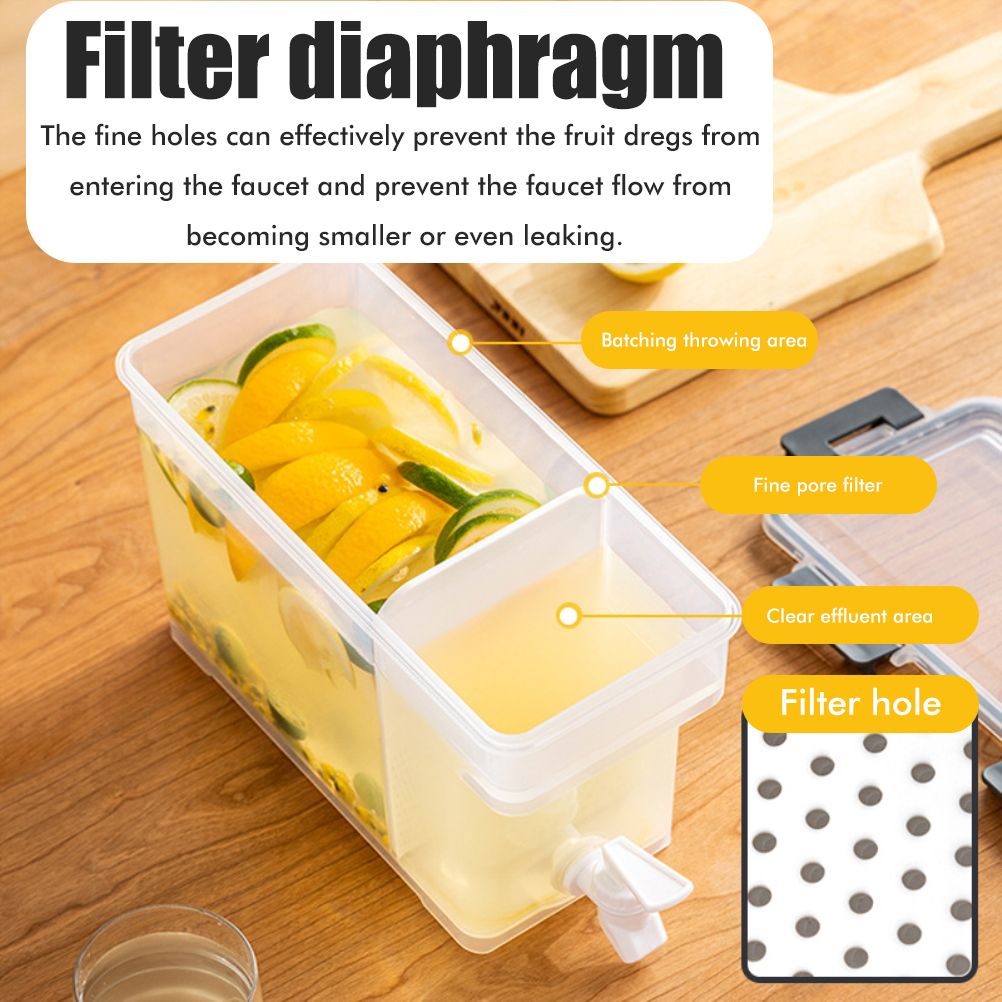 Dimensions of the drink dispenser, approximately 28.5 by 17 by 14 cm