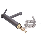 Pull out basin mixer rotated to the side of an above counter basin