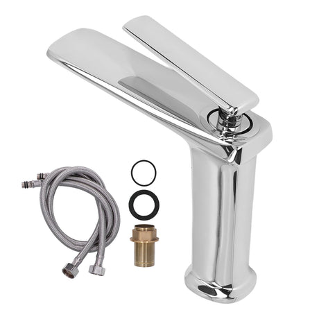 Nordic style copper basin mixer tap with lift up lever