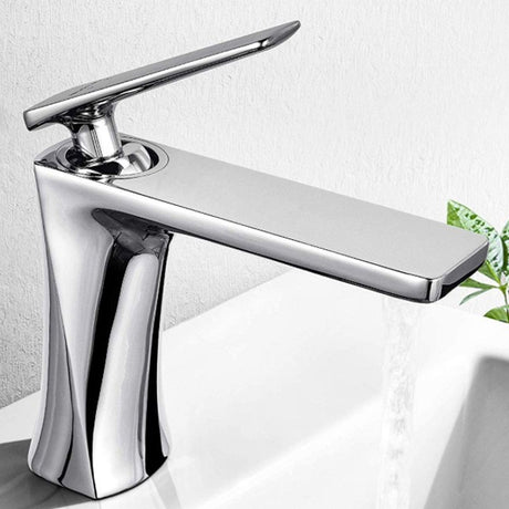 Water flowing from the copper Nordic basin mixer tap