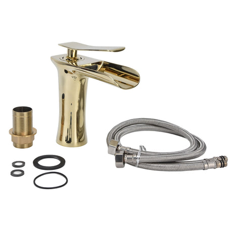 Single handle brass basin mixer tap with curved Nordic styling