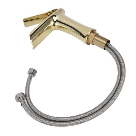 Close up of the lift up lever handle on the basin mixer tap
