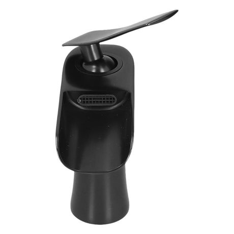 Top down view of the black waterfall basin mixer tap