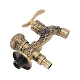 Front view of the antique copper dragon carved basin tap