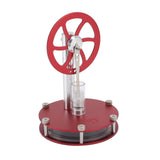 Stirling engine model showing flywheel and piston linkage