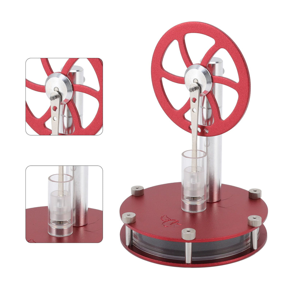 Stirling engine model shown from the rear