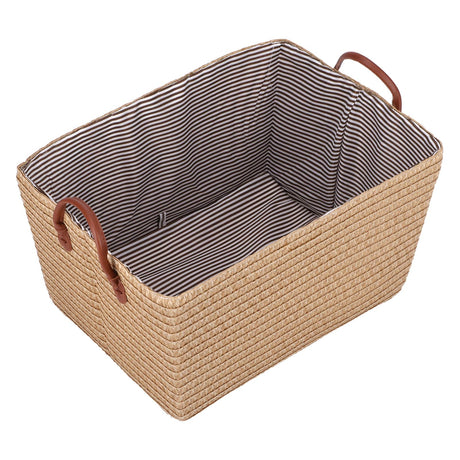 Pale yellow collapsible fabric storage basket - view 3