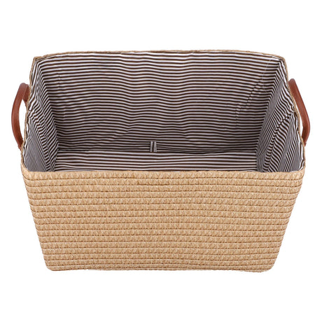 Pale yellow collapsible fabric storage basket - view 6
