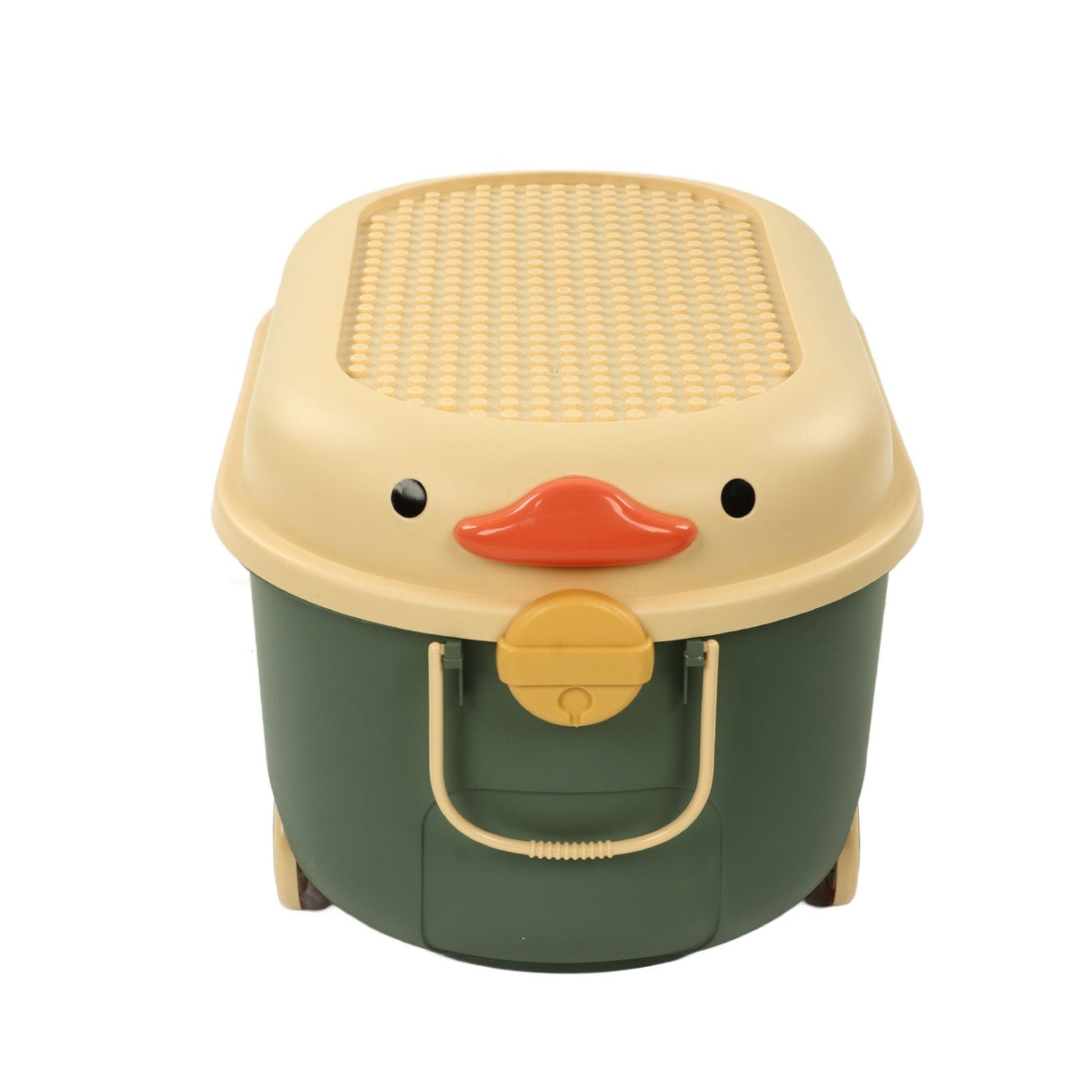 Green car shaped kids toy storage box with wheels - view 1
