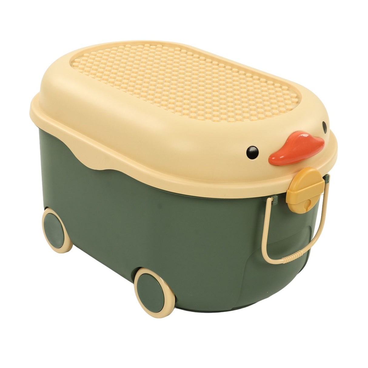 Green car shaped kids toy storage box with wheels - view 2