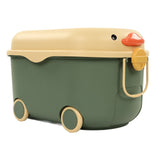 Green car shaped kids toy storage box with wheels - view 3