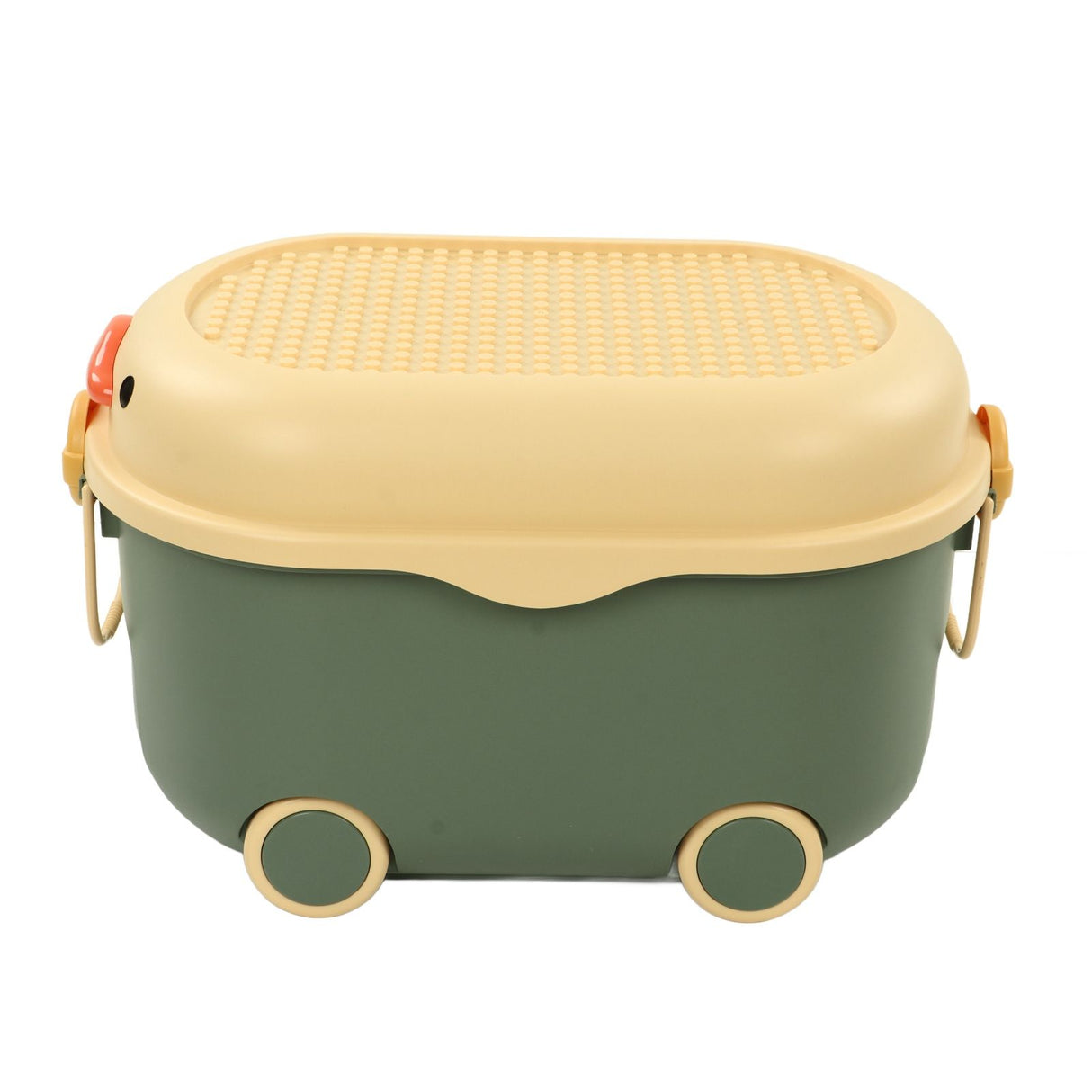 Green car shaped kids toy storage box with wheels - view 5