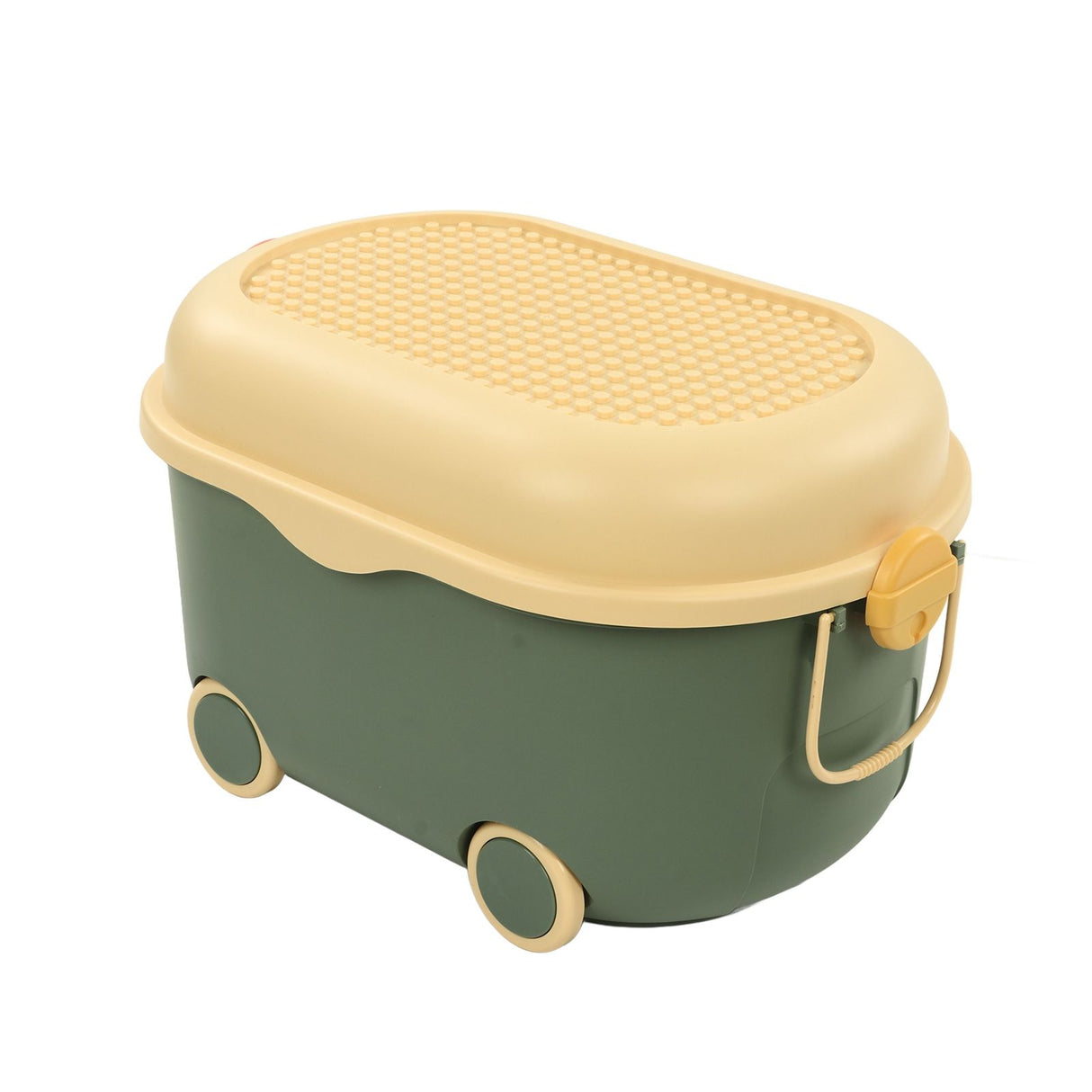 Green car shaped kids toy storage box with wheels - view 7