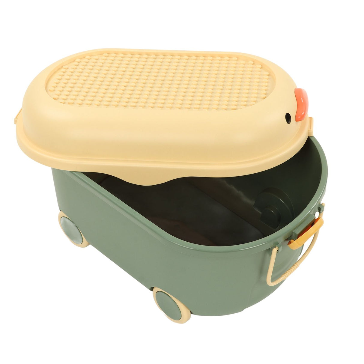 Green car shaped kids toy storage box with wheels - view 14